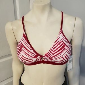 Raisins Twist Front Padded Burgundy Macrame Strappy Reversible Bikini Top Large